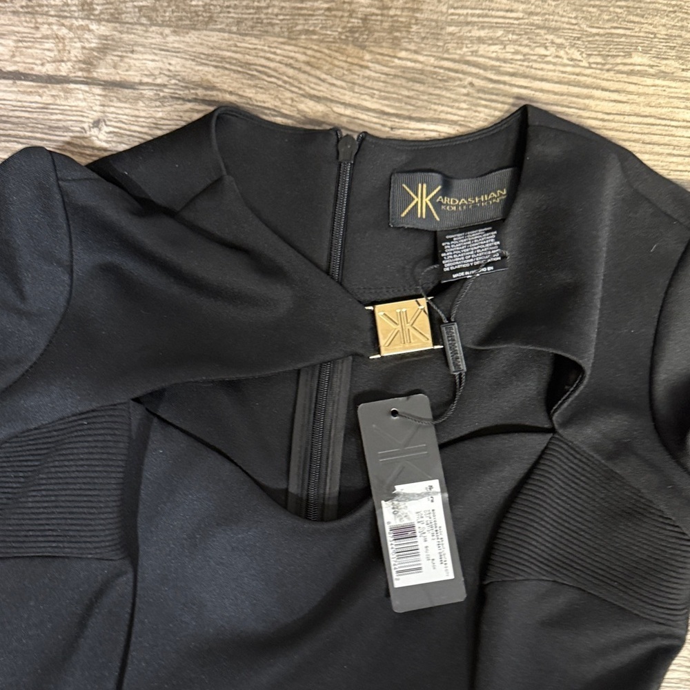Kardashian Kollection Black Sheath Dress with Front Cutout - Picture 5 of 5